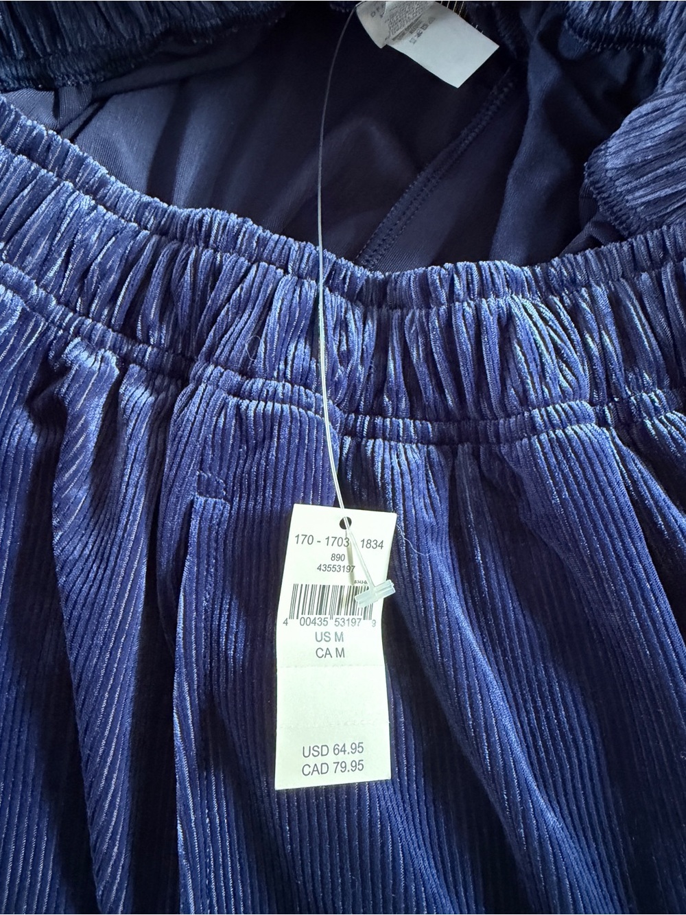 Womens Navy Blue Corduroy pants with Elastic Waist from Aerie